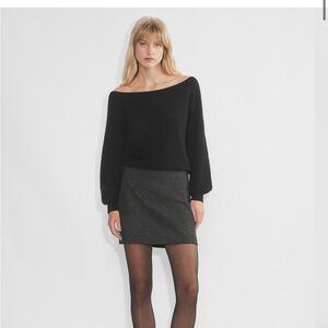 Aritzia Wilfred classic mini skirt heather charcoal